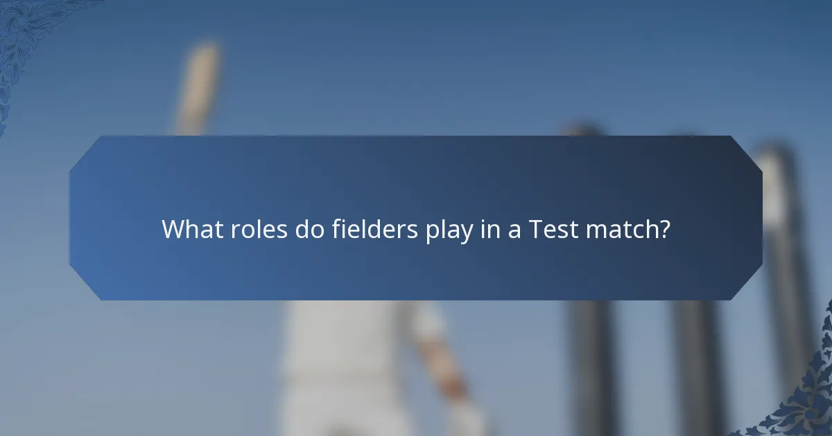 What roles do fielders play in a Test match?